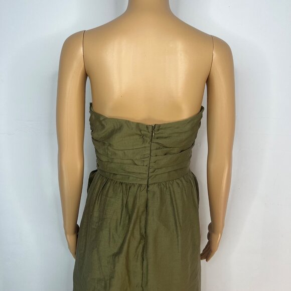Lena The Rose Petals Dress Sage Green Tiered Strapless Maxi Sweetheart Layered - Picture 7 of 9